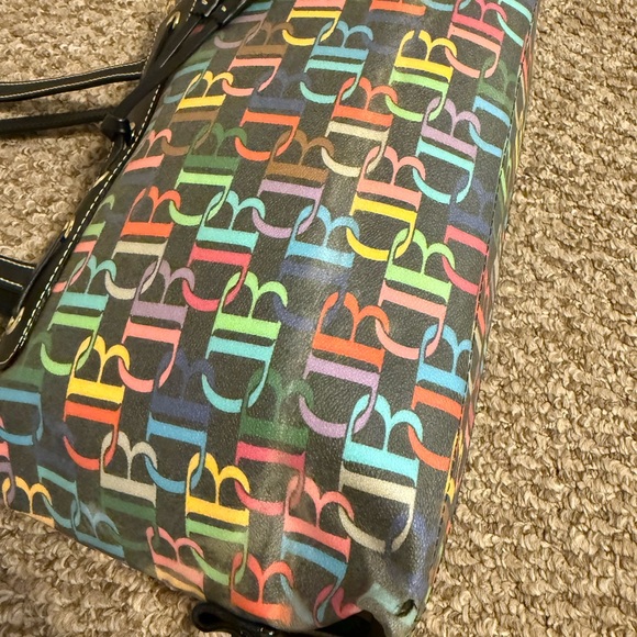 Y2K Girly Rainbow All Over Print Dooney and Bourke Shoulder Bag Genuine Leather - Picture 6 of 16